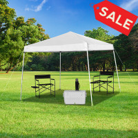 Flash Furniture JJ-GZ88-WH-GG 8'x8' White Outdoor Pop Up Event Slanted Leg Canopy Tent with Carry Bag